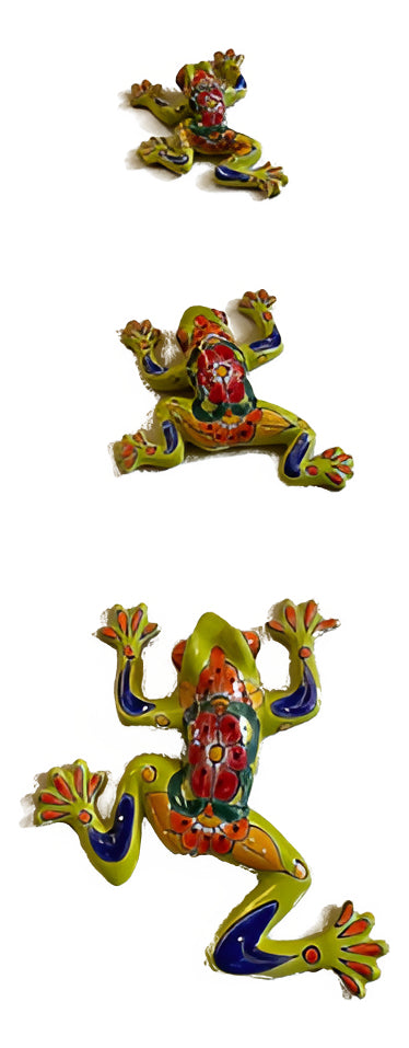 Juego 3 Piezas De Ranas En Talavera Fina Estilo Antiguo