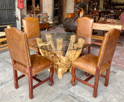 Comedor Para 4 Personas Madera De Cactus, Parota Y Piel