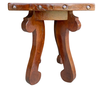 Antigua Y Original Mesa Lateral En Madera De Mezquite. Marrón Claro