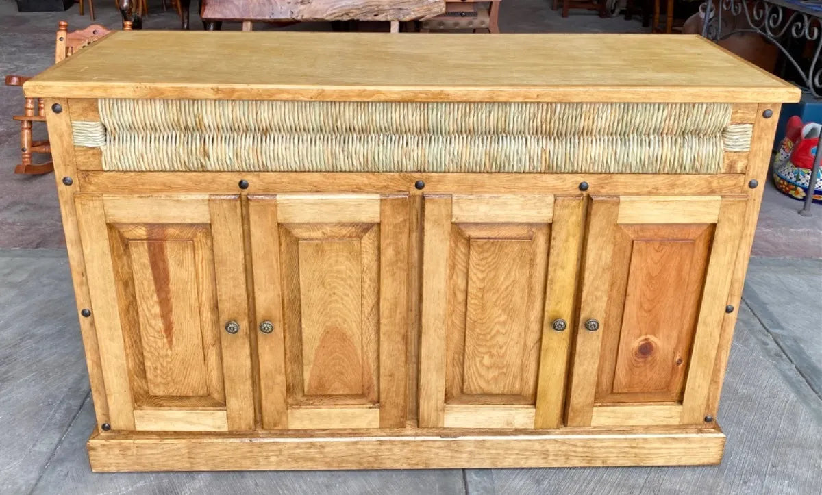 Bufetera Artesanal Madera Sustentable Y Tule. Estilo Antiguo