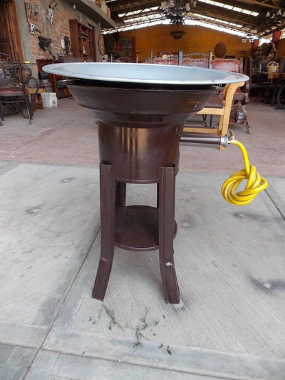Gran Asador Freidora De Gas Y Carbon De Acero Estilo Antiguo