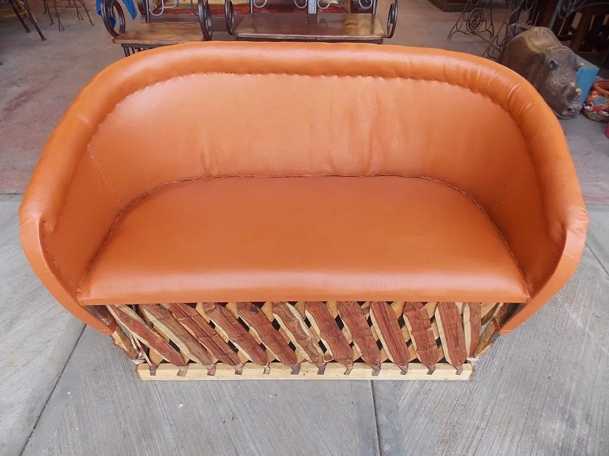 Artesanal Sillon Love Seat Equipal 2 Personas Estilo Antiguo