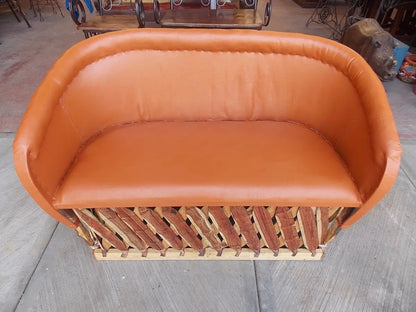 Artesanal Sillon Love Seat Equipal 2 Personas Estilo Antiguo