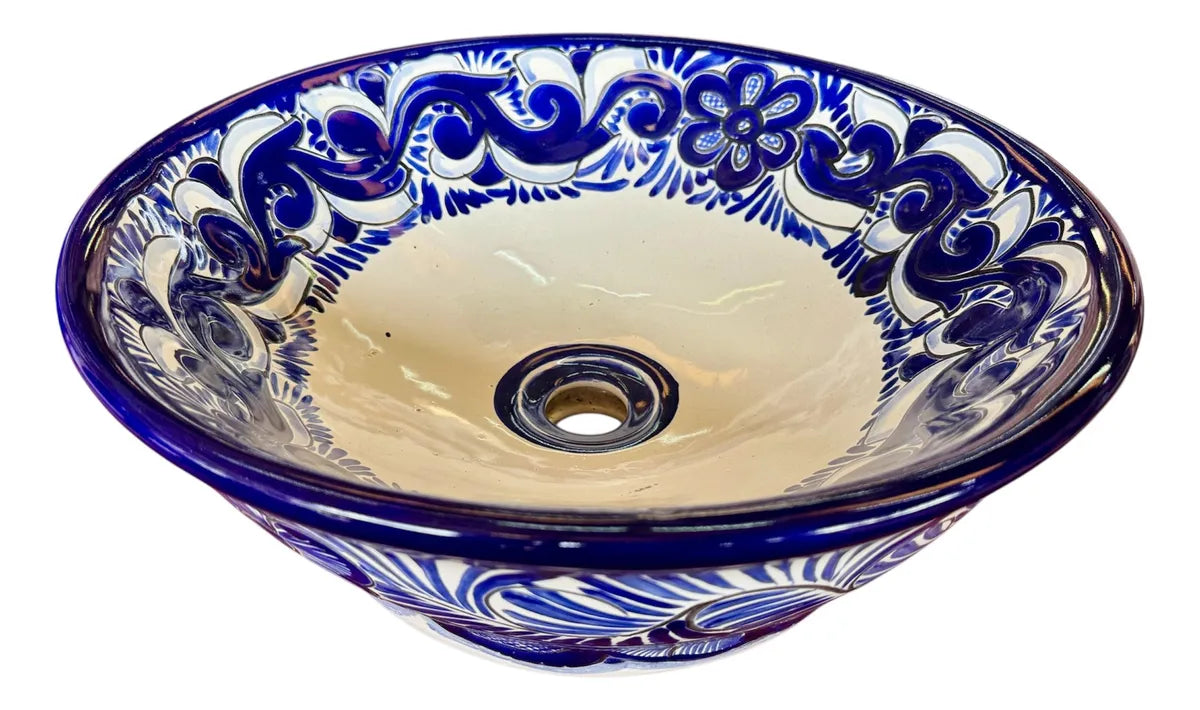 Lavabo Redondo Tazon Sobreponer Talavera Estilo Antiguo Ayb2