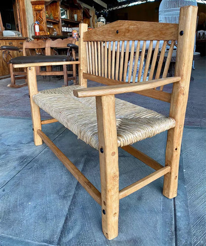 Banca Artesanal De Madera Para 2 Personas. Estilo Antiguo.