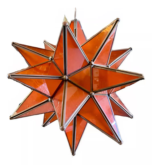 Lámpara Artesanal Estrella Metal Y Cristal Estilo Antiguo.