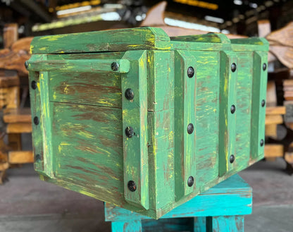 Baúl De Madera Vintage Estilo Ferrocarril Antiguo