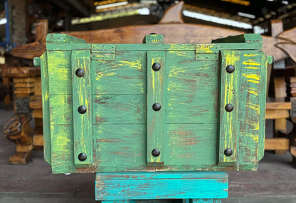 Baúl De Madera Vintage Estilo Ferrocarril Antiguo