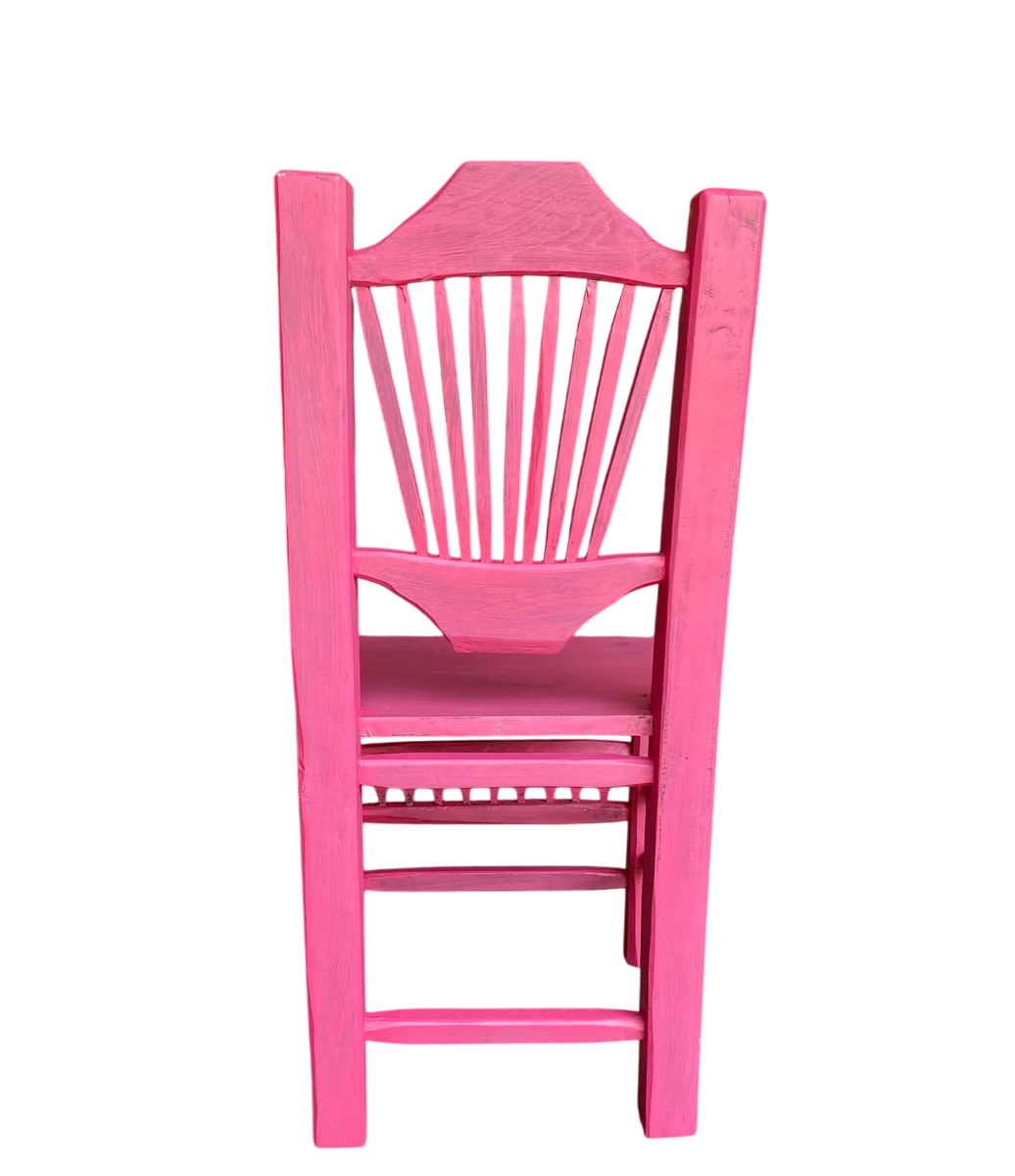 Silla Artesanal Rosa De Madera Sustentable Estilo Antiguo