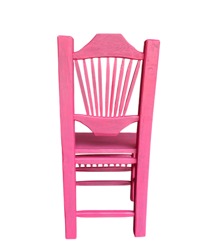 Silla Artesanal Rosa De Madera Sustentable Estilo Antiguo