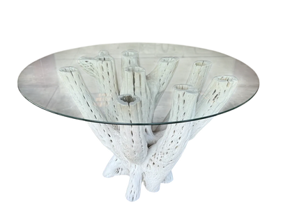 White Dining Table Base 4 to 6 Chairs Antique Cactus Wood 
