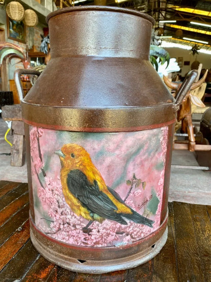 Bote lechero antiguo de Colima, decorado con óleo de ave, cerámica