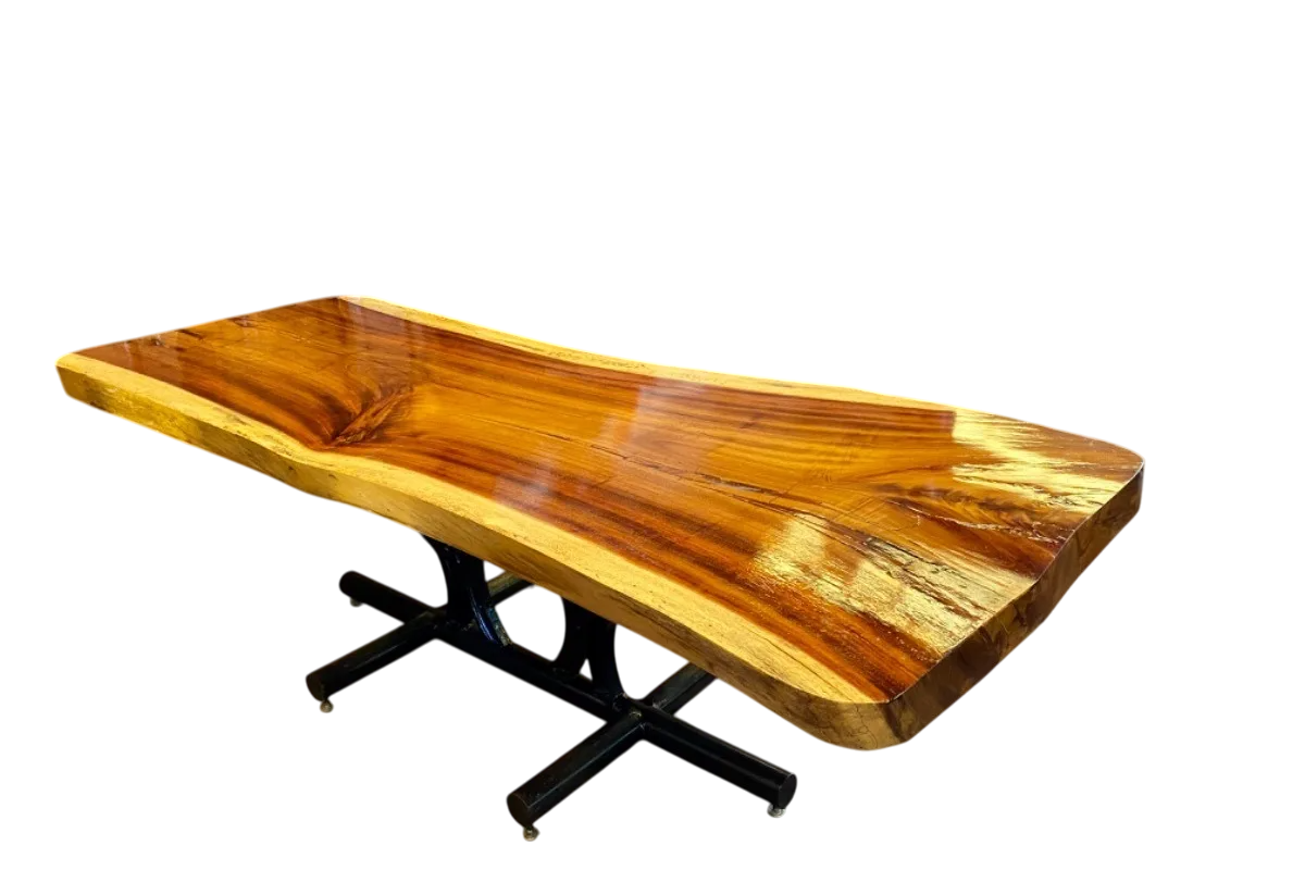 Mesa Comedor Tablon Parota 8 Personas Base Arados 100% Nueva (Reacondicionado)