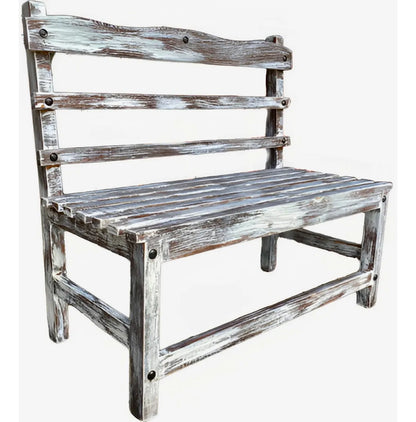 Silla Banca Artesanal Para 2 Personas Antiguo Blanco Vintage