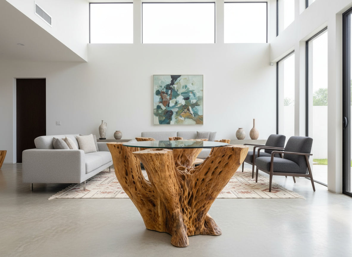 Base Mesa Comedor 4 A 8 Personas  Madera De Cactus Antiguo.