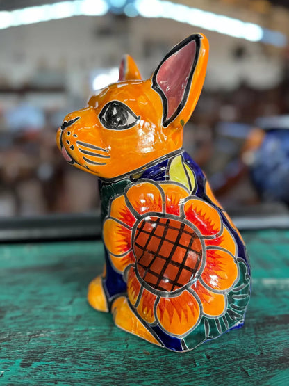 Maceta Perrito Artesanal De Talavera Fina Estilo Antiguo.