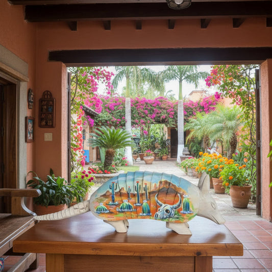 Escultura Armadillo Madera Al Óleo Estilo Antiguo Nueva 100% Oleo