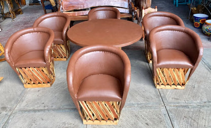 6-Chair Equipal Dining Room, Heavily Padded, Antique Style.