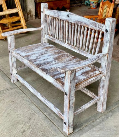 Banca Artesanal Sustentable Para 2 Personas Estilo Vintage.