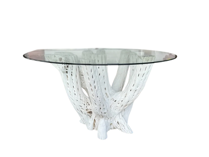 White Dining Table Base 4 to 6 Chairs Antique Cactus Wood 