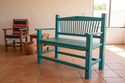 Banca En Madera Sustentable para 2 Personas Turquesa Vintage Turqueza Vintage