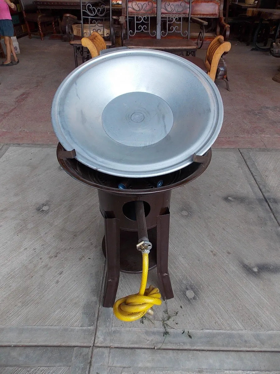 Gran Asador Freidora De Gas Y Carbon De Acero Estilo Antiguo