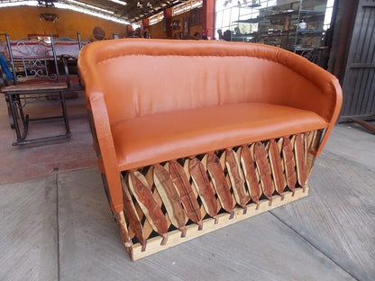 Artesanal Sillon Love Seat Equipal 2 Personas Estilo Antiguo