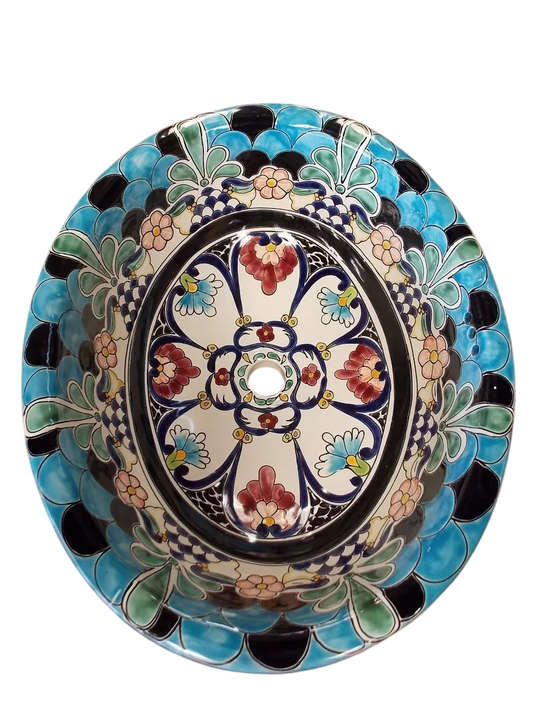 Gigante Lavabo Ovalin Talavera Fina Estilo Antiguo.