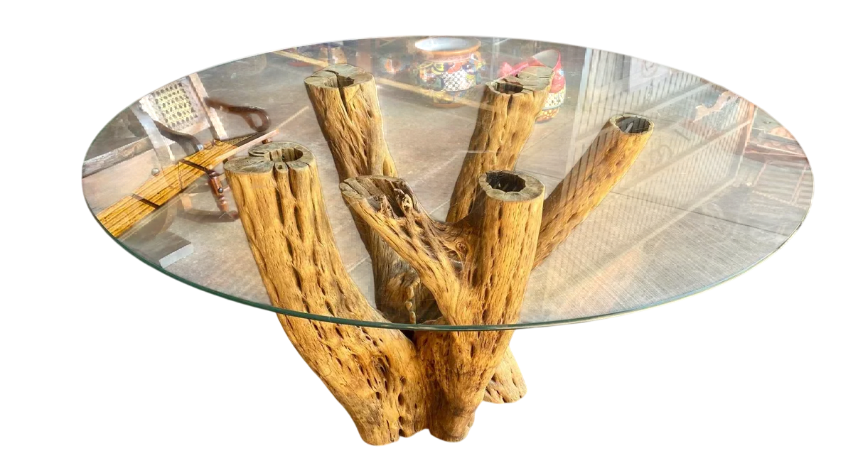 Dining Table Base 4 to 6 Chairs Cactus Wood Antique Style.