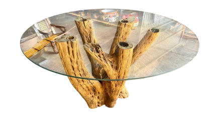 Dining Table Base 4 to 6 Chairs Cactus Wood Antique Style.