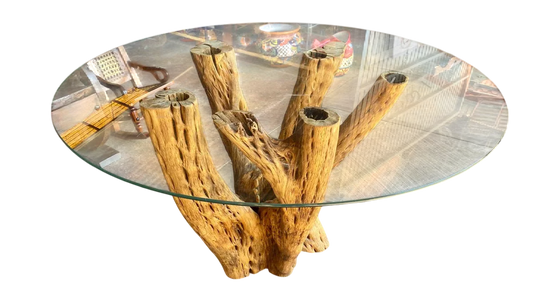 Dining Table Base 4 to 6 Chairs Cactus Wood Antique Style.