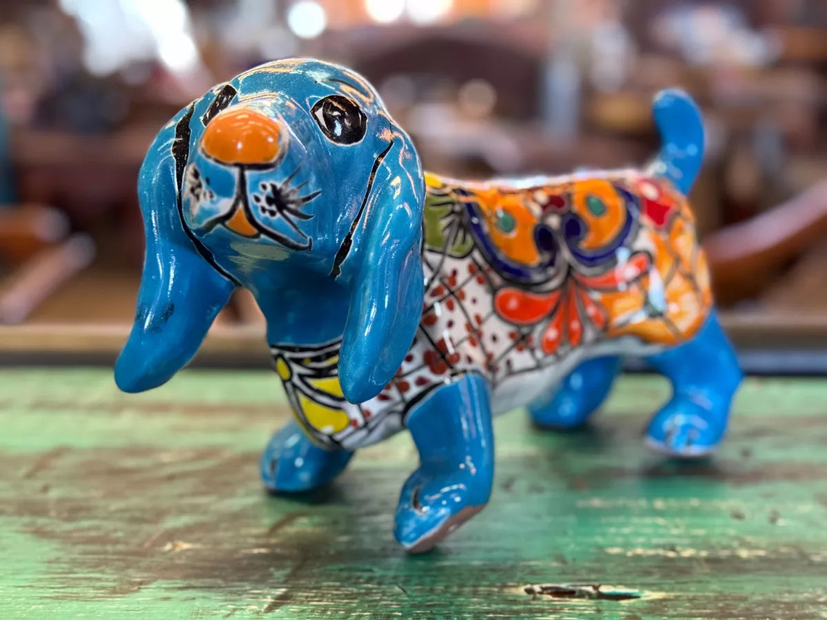 Figura Escultura De Perro Salchicha En Talavera Fina