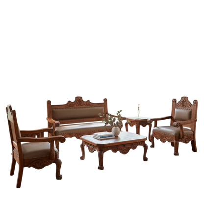 Sala De Madera De Mezquite Labrada Piel Conquista 100% Nueva Marrón