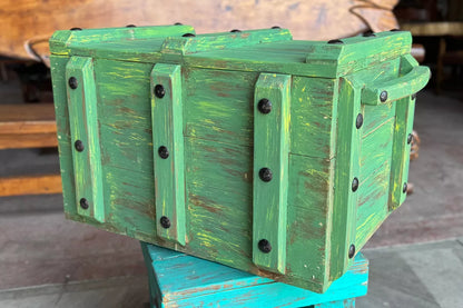 Baúl De Madera Vintage Estilo Ferrocarril Antiguo