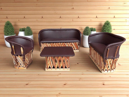 Antique Style Wood and Leather Equipal Handcrafted Room.