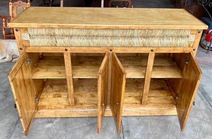 Bufetera Artesanal Madera Sustentable Y Tule. Estilo Antiguo