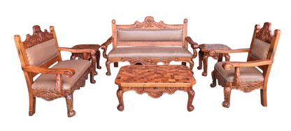 Sala De Madera De Mezquite Labrada Piel Conquista 100% Nueva Marrón