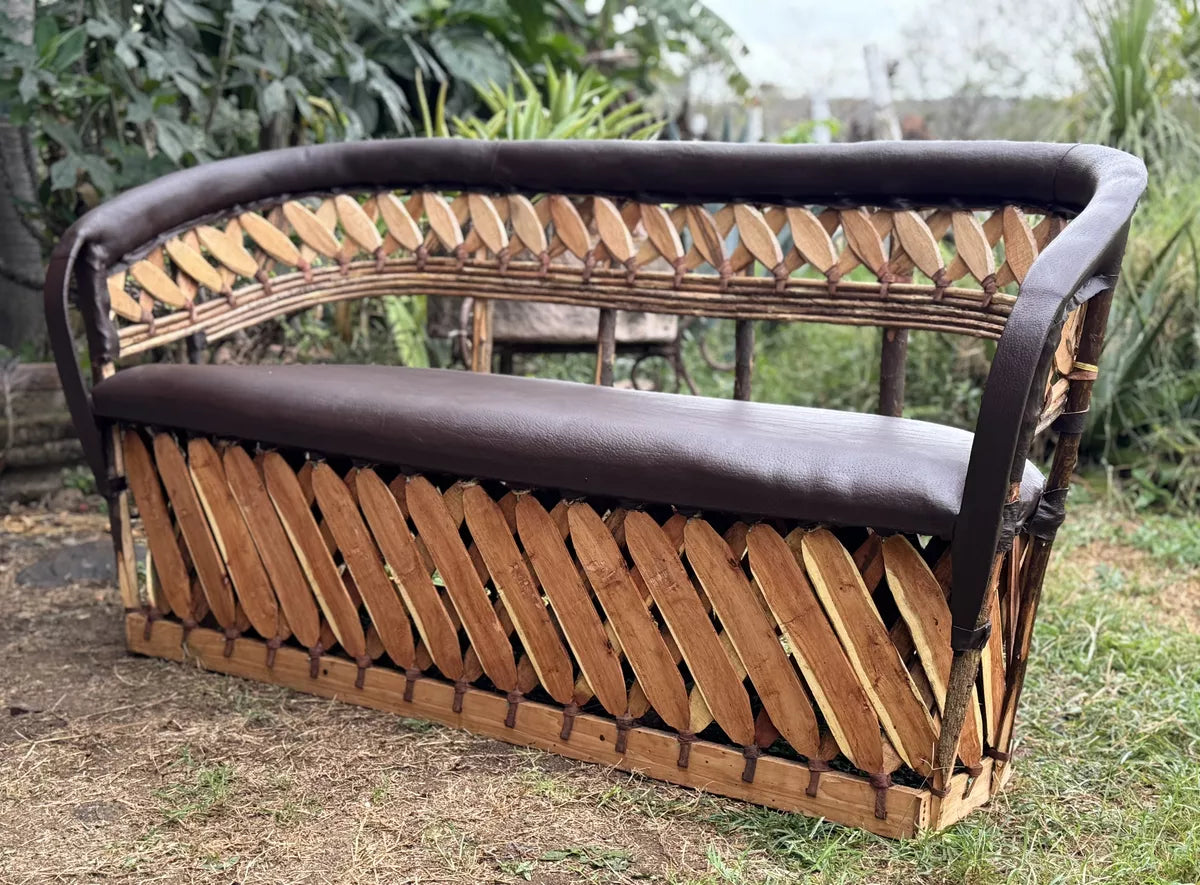 Sillon Love Seat 3 Personas Estilo Equipal Antiguo Estacas.