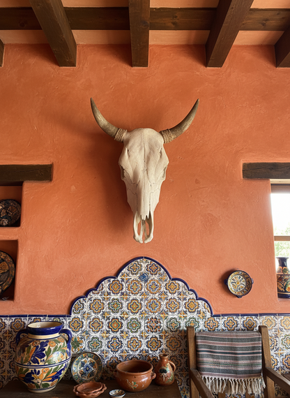 Cabeza Craneo Calavera De Toro Real Beige