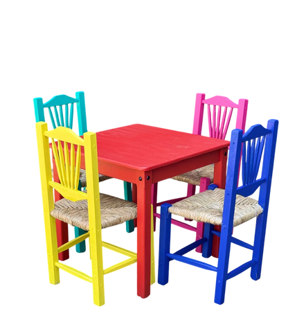 Hermoso Comedor Artesanal Sustentable Multicolor Antiguo