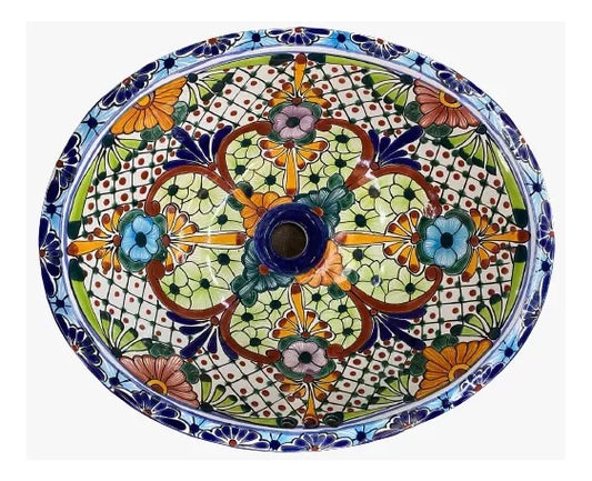 Large Oval Sink Talavera Fine Antique Style 02gig 755