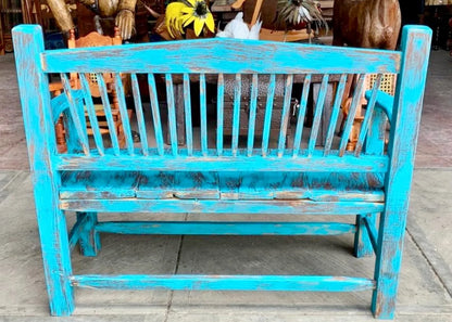 Banca En Madera Sustentable para 2 Personas Turquesa Vintage Turqueza Vintage