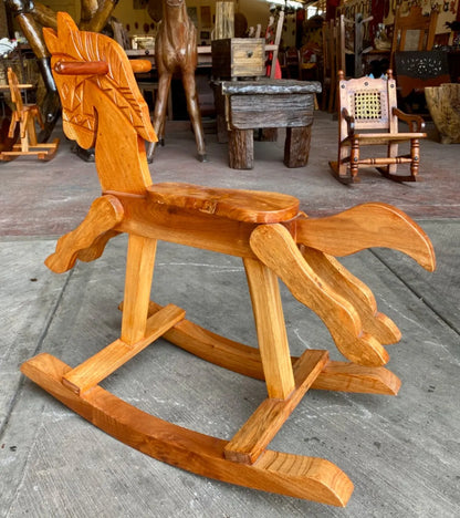 Bello Juguete Montable Caballo Balancín Estilo Antiguo Cedro