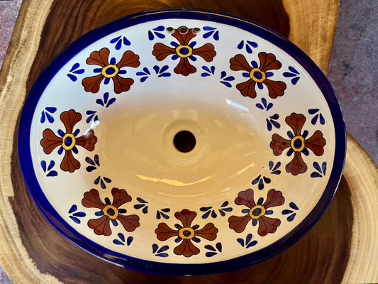 Lavabo Ovalin Artesanal Talavera Fina Estilo Antiguo Lomé 7