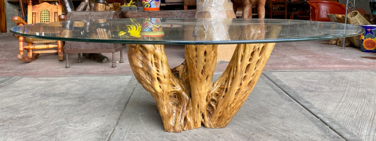 Base Para Mesa De Centro En Madera De Cactus Estilo Antiguo