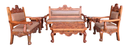 Sala De Madera De Mezquite Labrada Piel Conquista 100% Nueva Marrón