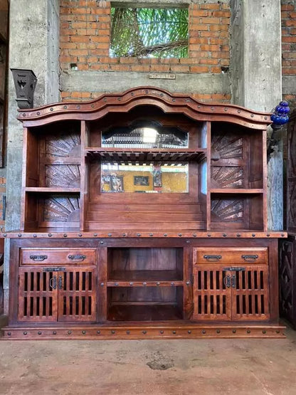 Barra Cantina De Madera Antigua De Mezquite Y Hierro Forjado