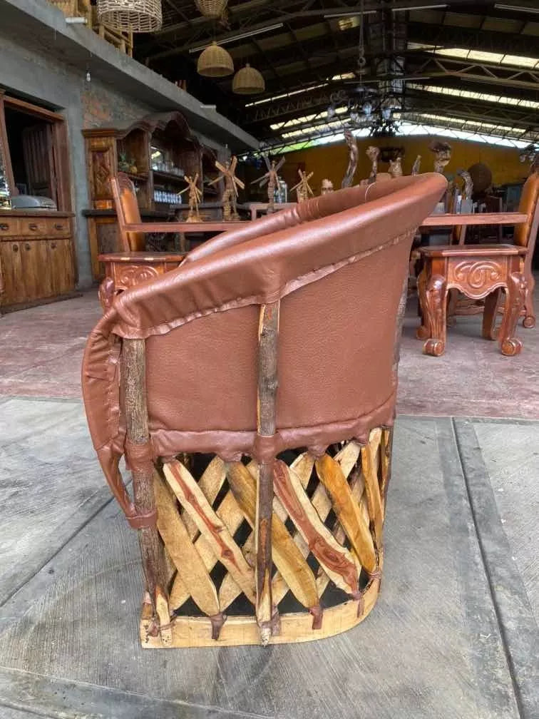 Handmade Equipal Love Seat, Antique Style Chair, Double Seat