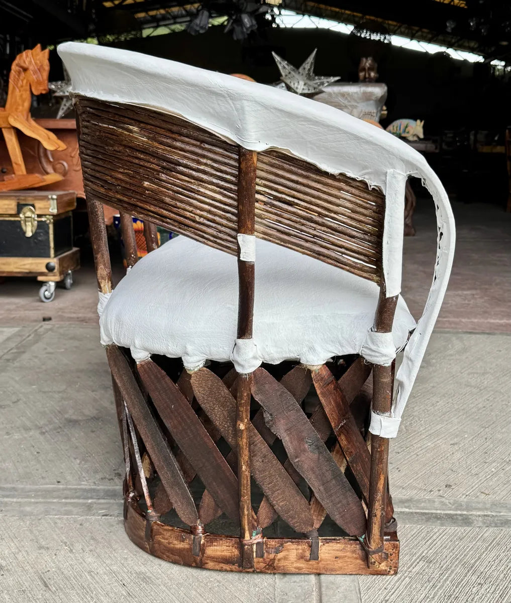 Sillon Love Seat Equipal Blanco 2 Personas Estilo Varas Blanco Piel De Cerdo