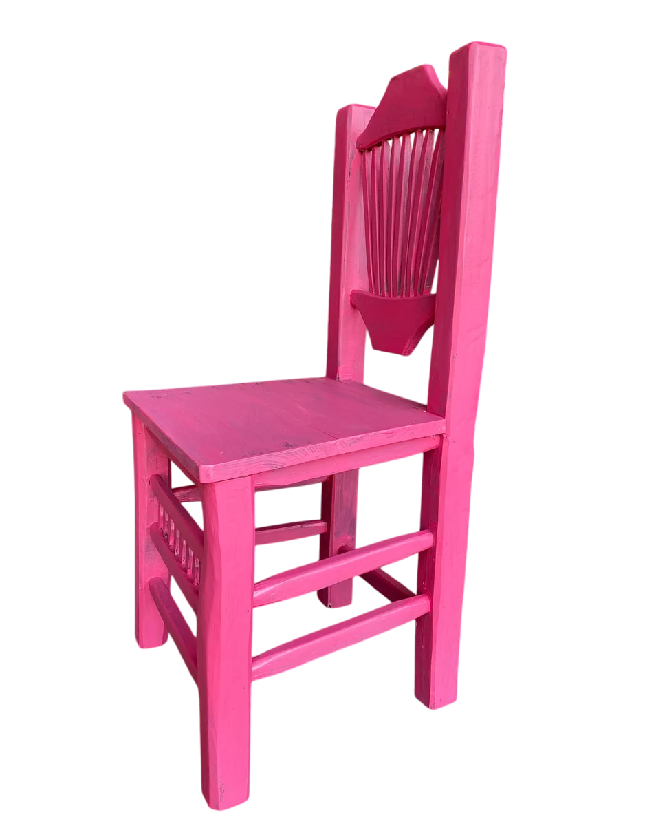 Silla Artesanal Rosa De Madera Sustentable Estilo Antiguo